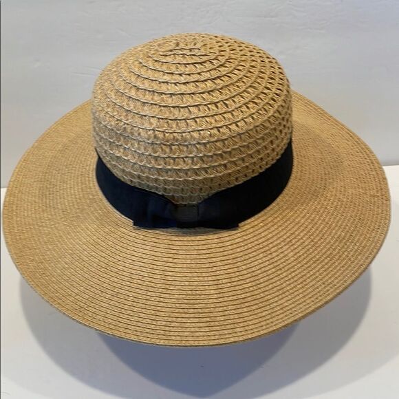 Elegant Tan Sun Hat with Black Band Nine West - Picture 4 of 9